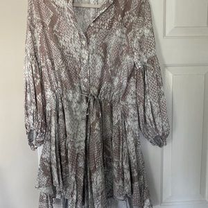 Olivaceous Long Sleeve Snakeskin print dress